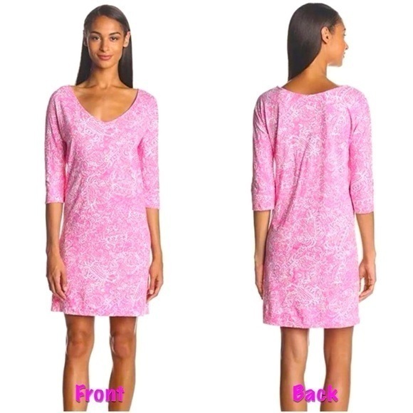Lilly Pulitzer Get Crackin Eliza Cotton 3/4 Sleeve Pullover Light Shift Dress - Picture 1 of 9